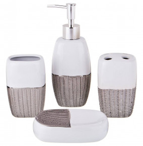 Набор для ванной комнаты 4 предмета (дозатор для мыла, мыльница, стакан для зубных щёток, стакан) / 289923