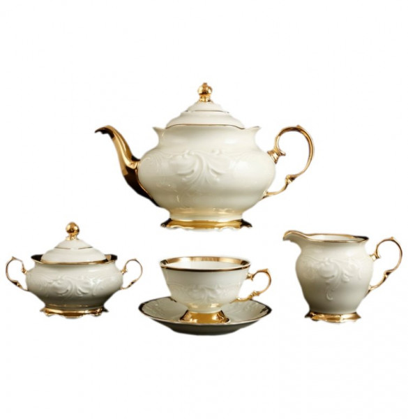 Чайный сервиз на 6 персон 15 предметов  Roman Gebis &quot;Фредерика /Отводка золото /СК&quot; / 098463