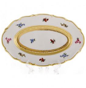 Блюдо 23 см овальное (селёдочница)  Bavarian Porcelain "Мария-Тереза /Мелкие цветы /Золотая лента" / 103882