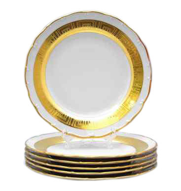 Набор тарелок 25 см 6 шт  Bohemia Porcelan Moritz Zdekauer 1810 s.r.o. &quot;Анжелика /Версаче /Золото&quot; / 024028