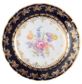 Набор тарелок 21 см 6 шт  Bohemia Porcelan Moritz Zdekauer 1810 s.r.o. "Офелия /Кобальт /Полевой цветок" / 038290