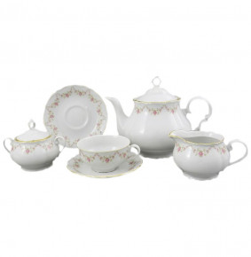 Чайный сервиз на 6 персон 15 предметов  Leander "Верона /Розовый цветок" / 158145