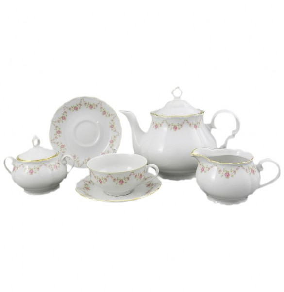 Чайный сервиз на 6 персон 15 предметов  Leander &quot;Верона /Розовый цветок&quot; / 158145