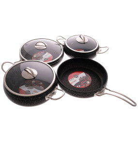 Набор посуды 7 предметов антипригарное покрытие черный  Repast "Leydi /Elite Royal Silver" / 312744