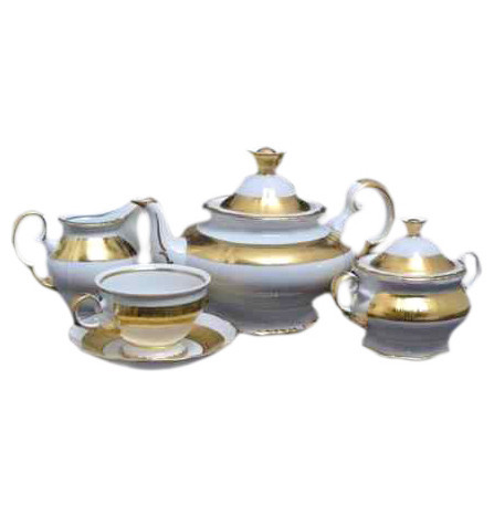 Чайный сервиз на 6 персон 15 предметов  Bohemia Porcelan Moritz Zdekauer 1810 s.r.o. &quot;Анжелика /Версаче /Золото&quot; / 027730