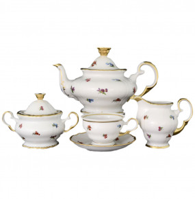Чайный сервиз на 6 персон 15 предметов  Bohemia Porcelan Moritz Zdekauer 1810 s.r.o. "Анжелика 852 /Мелкие цветы" / 046017