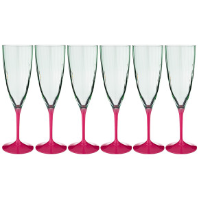 Бокалы для шампанского 220 мл 6 шт зелёные  Crystalex CZ s.r.o. "Кейт /Оптика /5094" красная ножка / 151357