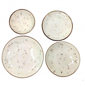 Набор тарелок 24 предмета на 6 персон  O.M.S. Collection "TULU /Коричневые вкрапления /коричневая отводка" / 288917
