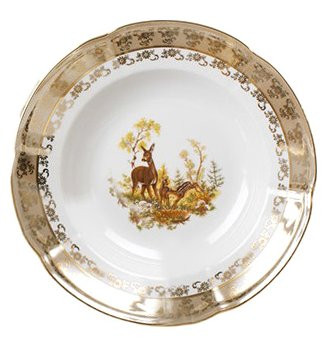 Тарелка 22,5 см 1 шт глубокая  Royal Czech Porcelain &quot;Болеро /Охота бежевая&quot; / 204686