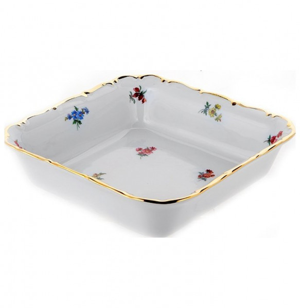 Салатник 16 см квадратный  Bavarian Porcelain &quot;Мария-Тереза /Мелкие цветы /Отводка золото&quot; / 107314