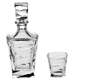 Набор для виски 7 предметов (графин 750 мл + 6 стаканов по 300 мл)  Crystal Bohemia "ZIG ZAG" / 104448