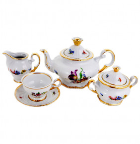 Чайный сервиз на 6 персон 15 предметов  Bohemia Porcelan Moritz Zdekauer 1810 s.r.o. "Анжелика 860 /Полевой цветок" / 122596