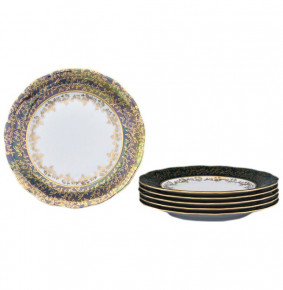 Набор тарелок 19 см 6 шт  Royal Czech Porcelain "Фредерика /Зелёная /Золотые листики" / 088746