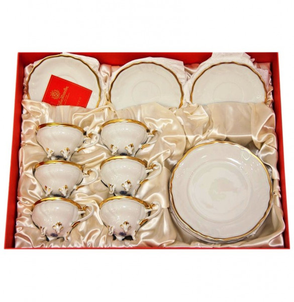 Чайный сервиз на 6 персон 18 предметов (+ тарелки 19 см)  Weimar Porzellan &quot;Элеганс /Золотая отводка&quot; подар. упаковка / 057507