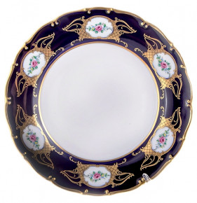 Набор тарелок 25 см 6 шт  Bohemia Porcelan Moritz Zdekauer 1810 s.r.o. "Анжелика /Цветы /Кобальт" / 033811