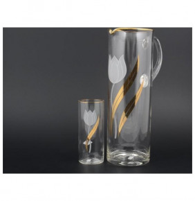 Набор для воды 7 предметов (кувшин + 6 стаканов)  Nd Art "Тюльпан" / 050917