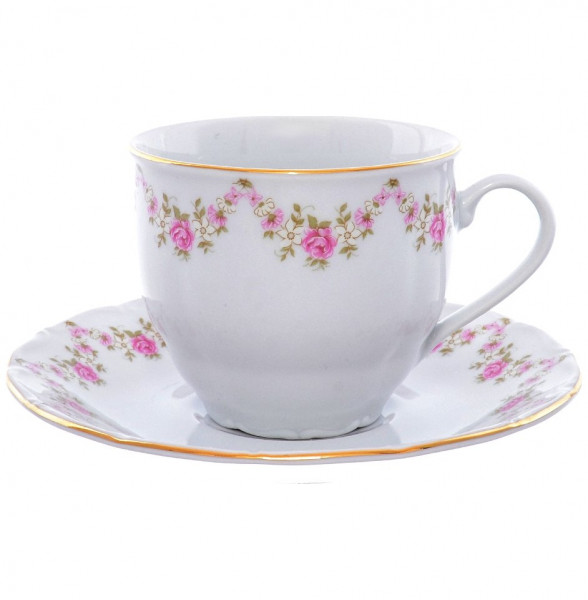 Набор чайных пар 250 мл 6 шт  Leander &quot;Соната /Розовый цветок&quot; / 156220