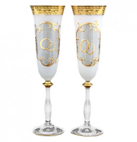 Бокалы для шампанского 190 мл 2 шт  Crystalex CZ s.r.o. "Анжела /Свадебные /Антик золото" / 052971