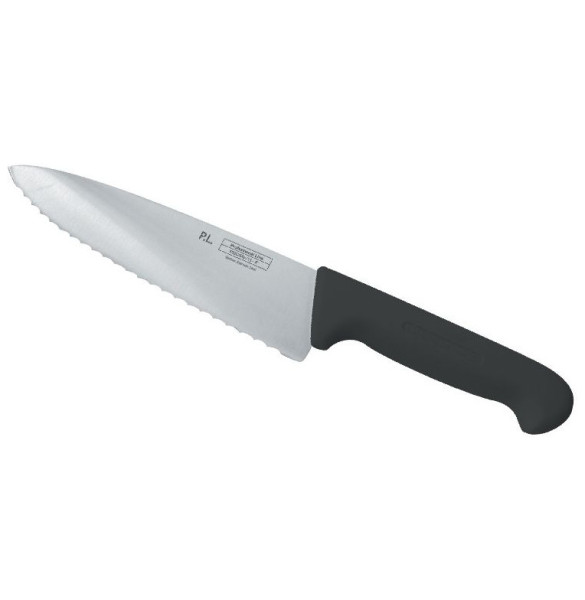 Нож поварской 20 см волнистое лезвие  P.L. Proff Cuisine &quot;PRO-Line&quot; черный / 316416