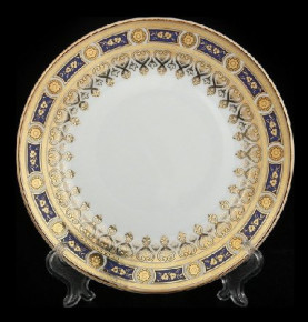 Набор тарелок 19 см 6 шт  Bohemia Porcelan Moritz Zdekauer 1810 s.r.o. "Аннетта /Синяя /Золотой орнамент" / 088901