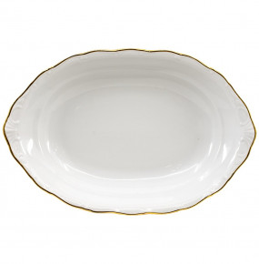 Блюдо 35 см овальное (глубокое) для хлеба  Royal Czech Porcelain "Фредерика /Отводка золото" / 204695