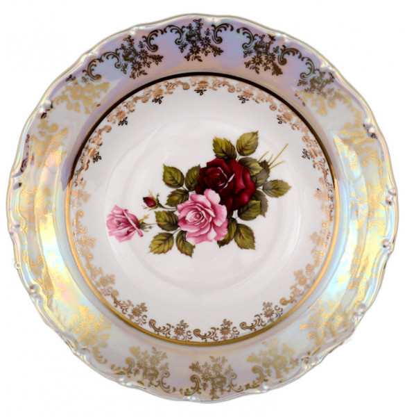 Набор тарелок 23 см 6 шт глубокие  Bohemia Porcelan Moritz Zdekauer 1810 s.r.o. &quot;Офелия /Роза перламутр&quot; / 092364