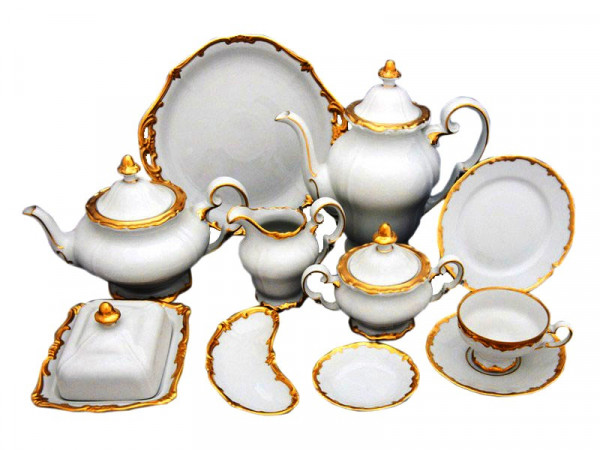 Чайный сервиз на 12 персон 55 предметов  Weimar Porzellan &quot;Престиж /Золотая отводка&quot; / 002336