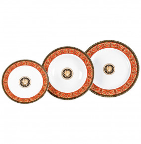 Набор тарелок 18 предметов (19, 23, 25 см)  Leander "Сабина /Версаче /Красная лента" / 159098