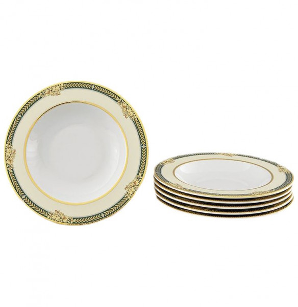 Набор тарелок 23 см 6 шт глубокие  Leander &quot;Сабина /Фрукты на зелёной ленте&quot; / 159018