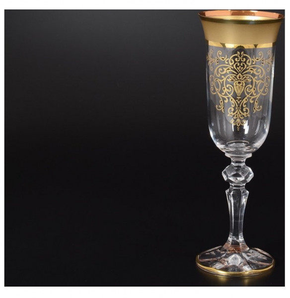 Бокалы для шампанского 150 мл 6 шт  Bohemia &quot;Кристина /Матовая полоса /золотая роспись&quot; B-G  / 125709