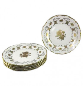 Набор тарелок 19 см 6 шт  Bohemia Porcelan Moritz Zdekauer 1810 s.r.o. "Анжелика /Золотая роза /золото" / 027539