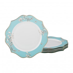 Набор тарелок 20 см 6 шт бело-голубые  LEFARD "Цветочки /Золото" / 186266