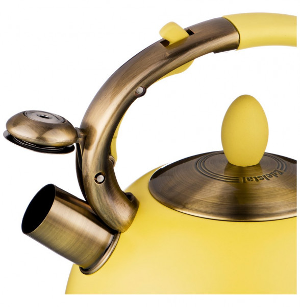 Чайник 3 л со свистком термоаккумулирующее дно индукция желтый &quot;Agness&quot; / 200222