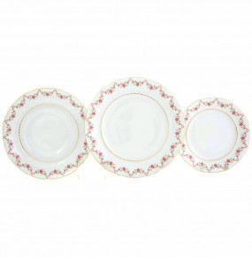 Набор тарелок 18 предметов (19, 23, 25 см)  Leander "Соната /Розовый цветок" / 137112