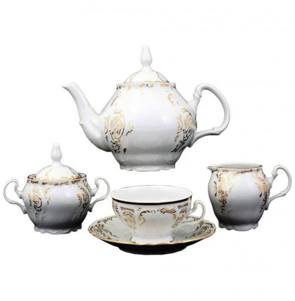 Чайный сервиз на 6 персон 15 предметов  Thun &quot;Бернадотт /Золотая роспись&quot; / 105645