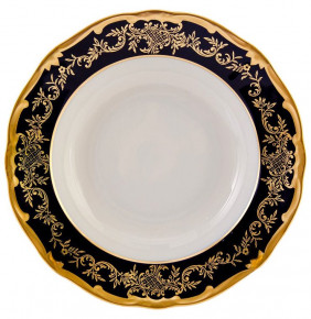 Набор тарелок 22 см 6 шт глубокие  Weimar Porzellan "Ювел /Синий с золотым узором" / 047102