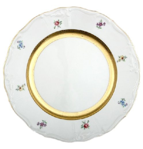 Набор тарелок 25 см 6 шт  МаМ декор &quot;Мария-Луиза /Мелкие цветы /матовое золото&quot; / 084420