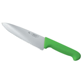 Нож поварской 20 см волнистое лезвие  P.L. Proff Cuisine "PRO-Line" зеленый / 316424