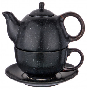 Чайный набор 2 предмета (чайник 400 мл и чашка 329 мл) чёрный  LEFARD "Лимаж" / 187091