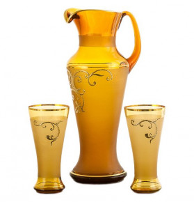 Набор для воды 7 предметов (кувшин + 6 стаканов по 250 мл)  Nd Art "Иксовка /Янтарь с  золотом" / 036355