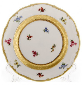 Набор тарелок 19 см 6 шт  Bavarian Porcelain "Мария-Тереза /Мелкие цветы /Золотая лента" / 103879