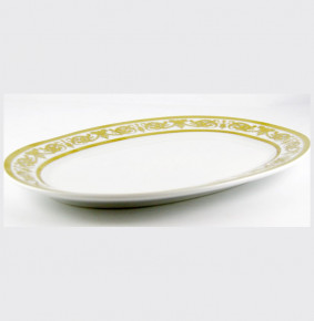 Блюдо 24 см овальное  Bavarian Porcelain "Александрия /Золотой узор на белом" / 069083
