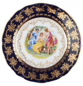 Набор тарелок 25 см 6 шт  Bohemia Porcelan Moritz Zdekauer 1810 s.r.o. "Офелия /Мадонна кобальт" / 038303