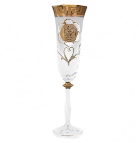 Бокалы для шампанского 190 мл 6 шт белые  Bohemia "Анжела /МГ /Версаче золото" R-G / 010079