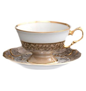 Чайная чашка 140 мл 1 шт  Royal Czech Porcelain &quot;Аляска /Бежевая /Золотые листики&quot; / 204918