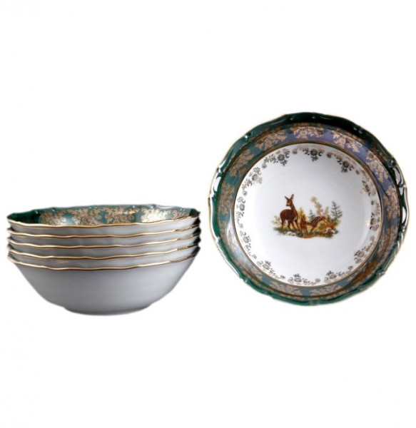 Набор салатников 16 см 6 шт  Royal Czech Porcelain &quot;Фредерика /Охота зелёная&quot; / 094529