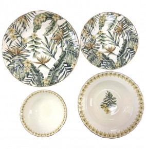 Набор тарелок 24 предмета на 6 персон  O.M.S. Collection "TULU / Тропики" микс с углублением / 296861