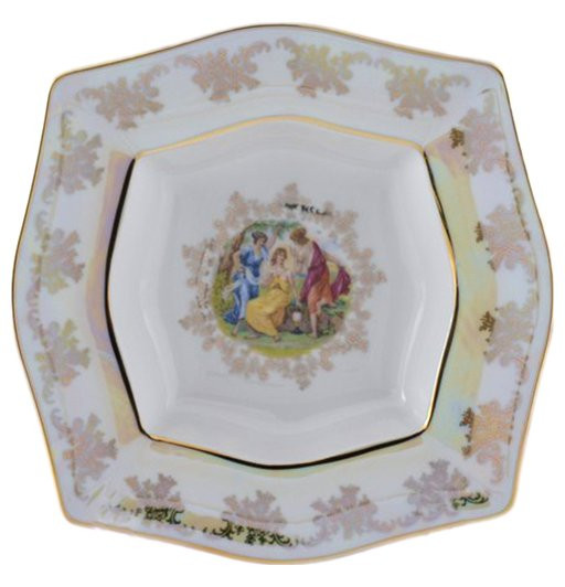 Набор тарелок 22,5 см 6 шт глубокие  Royal Czech Porcelain &quot;Львов /Мадонна перламутр&quot; / 203791