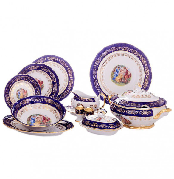 Столовый сервиз на 6 персон 27 предметов  Bavarian Porcelain &quot;Мария-Тереза /Мадонна кобальт&quot; / 087887