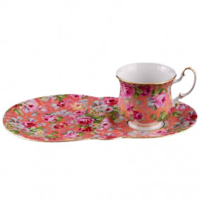 Чайный набор для завтрака 250 мл на 1 персону 2 предмета  Leander "Моника /Мелкие розочки /розовая" / 158161